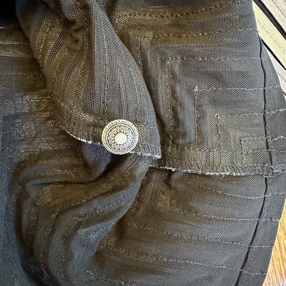 IKA Ribbon‎ And Mesh Button Stretchy Jacket Cardigan Size 12 Gray/Silver - Picture 11 of 11